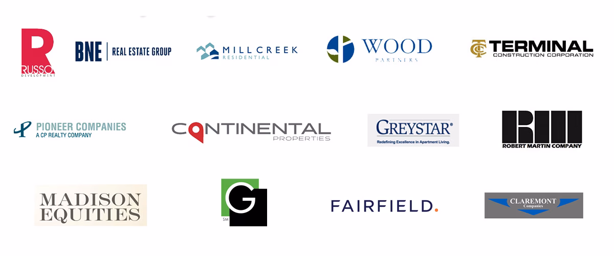 Logos of companies that we provide multi family kitchens for